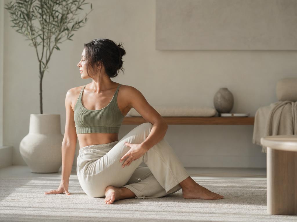 Person doing a gentle mobility stretch at home